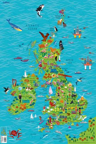 Children's Wall Map of the United Kingdom and Ireland - Collins Maps - 9780008212087