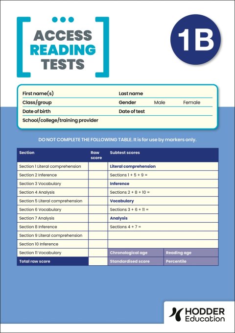 Access Reading Test (ART): Form B (Pack of 10) — book cover