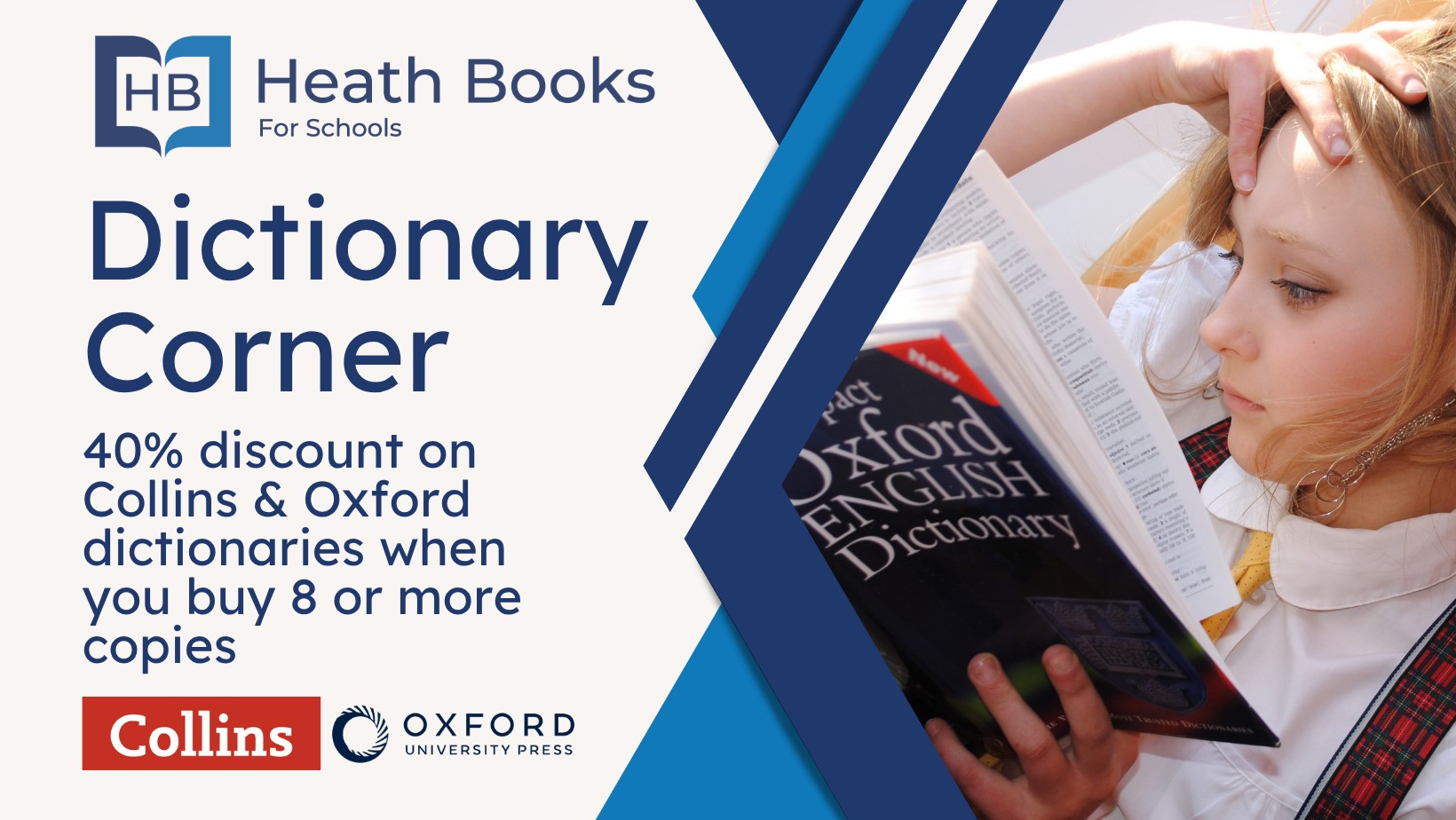 40% discount on Collins and Oxford dictionaries when you buy 8 or more copies